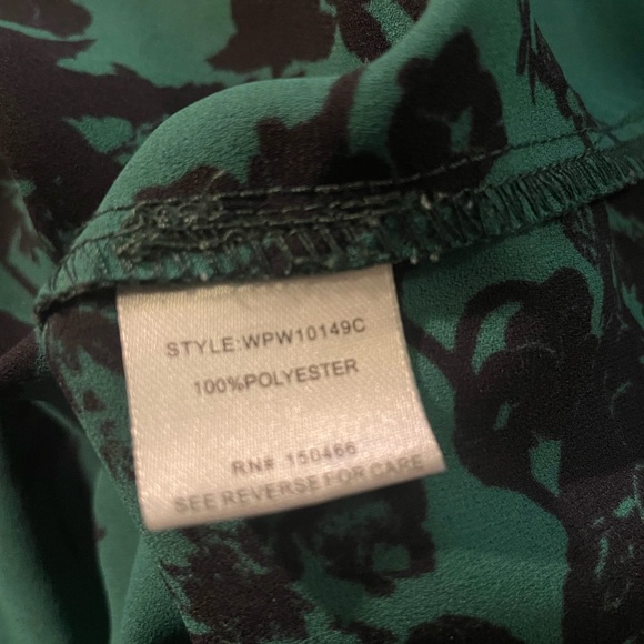 41 Hawthorne Karie Split Neck Blouse Green Black Floral 3/4 Sleeve Top Size 1X - Picture 5 of 12